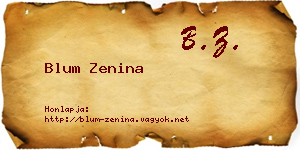 Blum Zenina névjegykártya